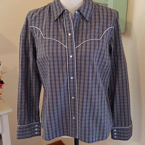 Vintage  Old Navy Pearl Snap Front Western Shirt.Western,Rodeo,Coastal  Cowgirl - Picture 1 of 11